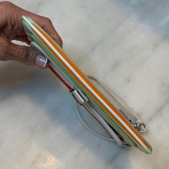 Coach Hampton Multi Color Striped Pouch Clutch Wristlet - Picture 14 of 16